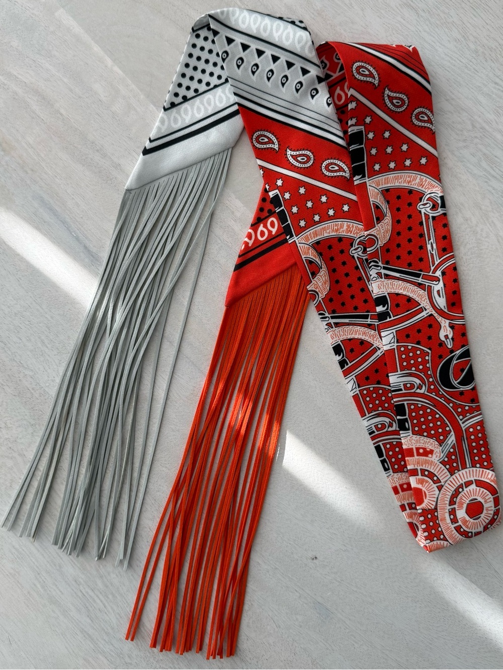Fringe Skinny Scarf Twilly - Women Accessories Brand New